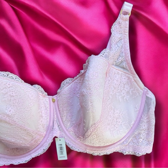 Adore Me Bonnie Pink Floral Mesh Lace Contour Balconette Underwire Plus Size Bra - Picture 6 of 11